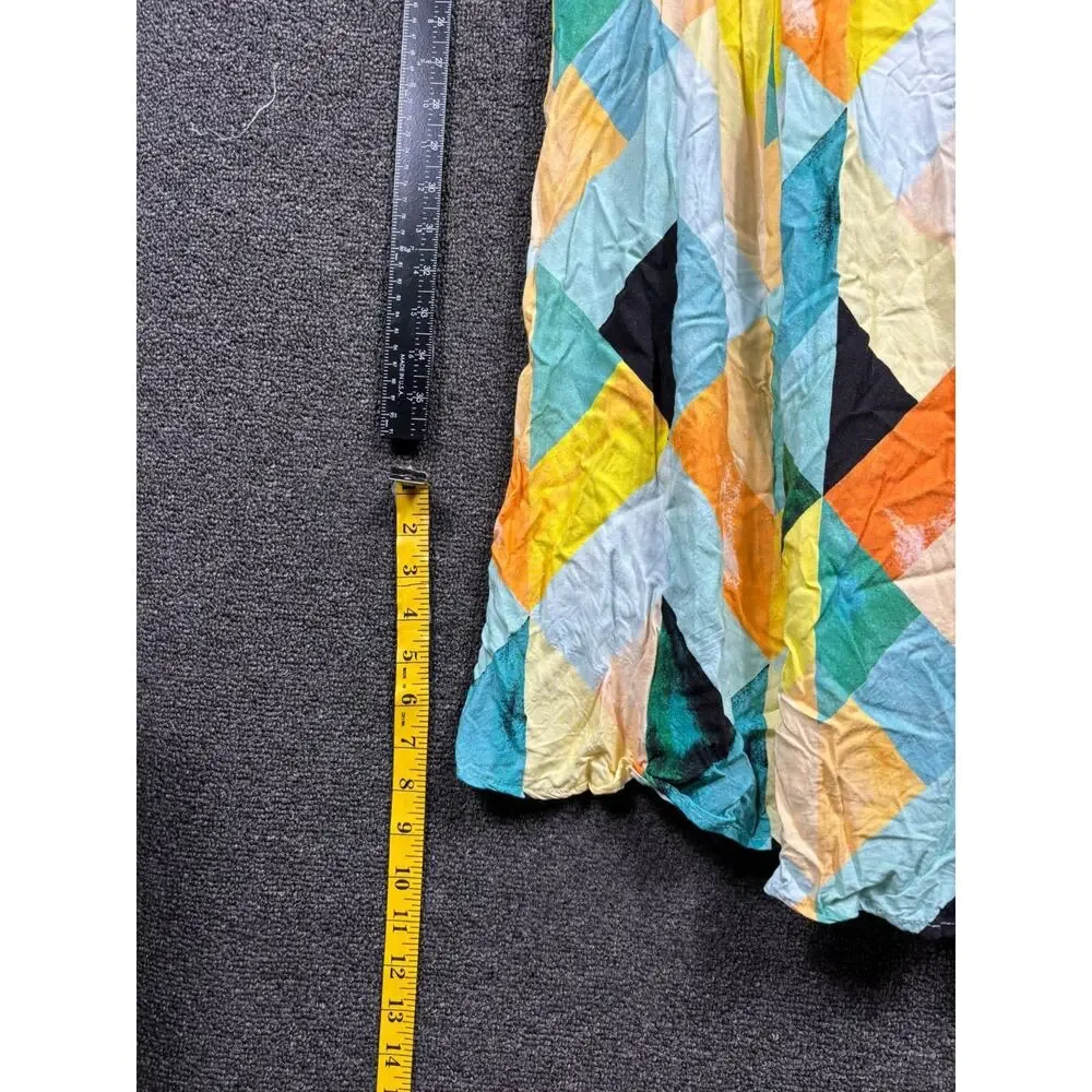 Torrid Midi Sun Dress Womens Size 0 (L) Green Multi Geometric Sleeveless - Picture 7 of 8